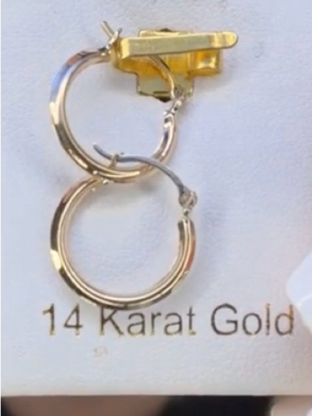 14K Gold Double Hoop Earrings - Shiny Yellow Gold